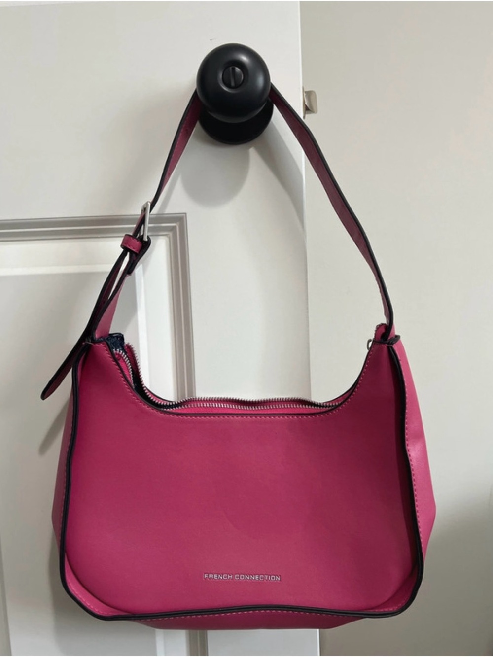 French Connection Pink Faux Leather Shoulder Hobo Bag